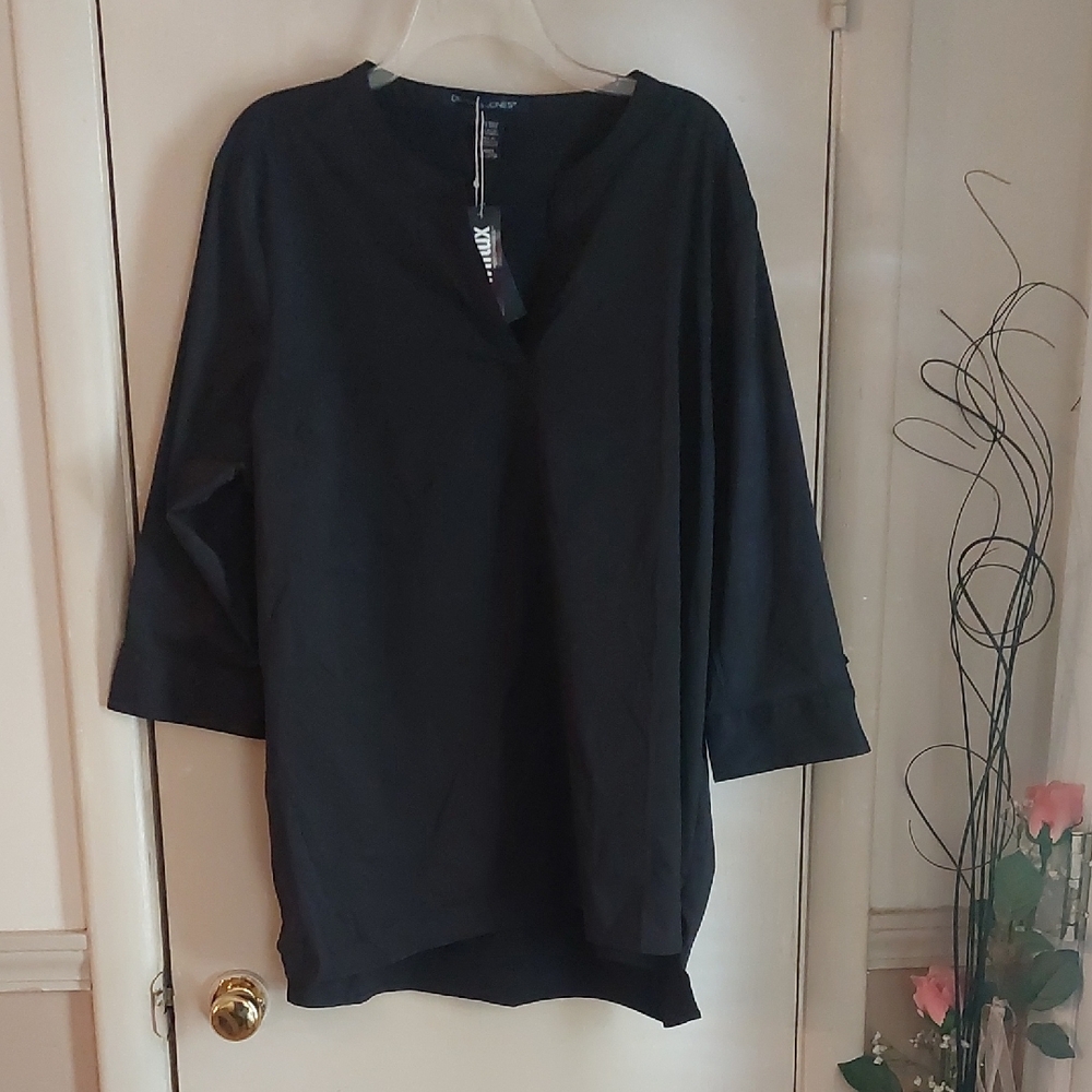 Devon & Jones Black CrownLux Performance Stretch Tunic Top Plus Sz 2X